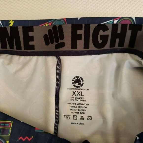 Feed Me Fight Me XXL 2XL Mens Shorts Blue Stereo Boom Box Neon Print - Picture 5 of 5